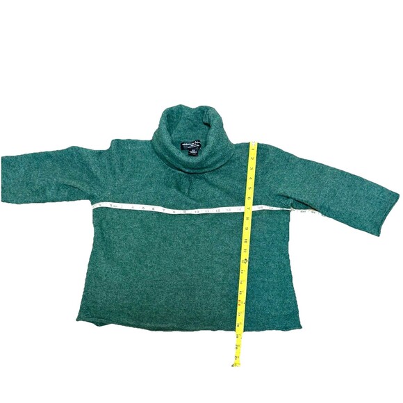 100% Merino Wool Turtleneck Cardigan Sweater Size 3X Green Cropped Runs Small - Picture 6 of 6